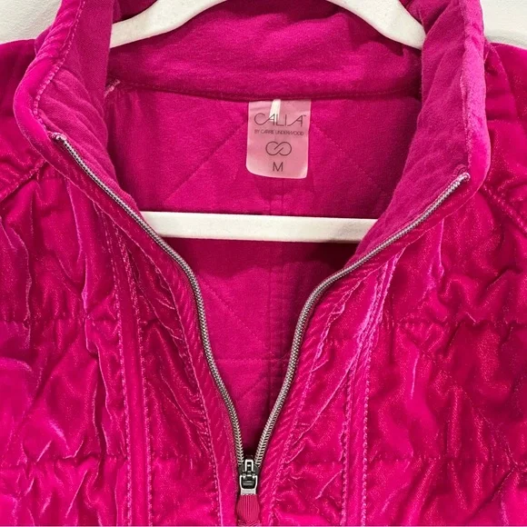 Calia Carrie Underwood Hot Pink Velvet Quilted Full-Zip Pockets Jacket, Medium - Picture 5 of 14